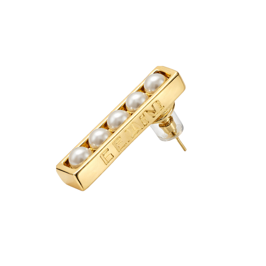 Sophisticated Cc Pearl Bar Stud Earrings