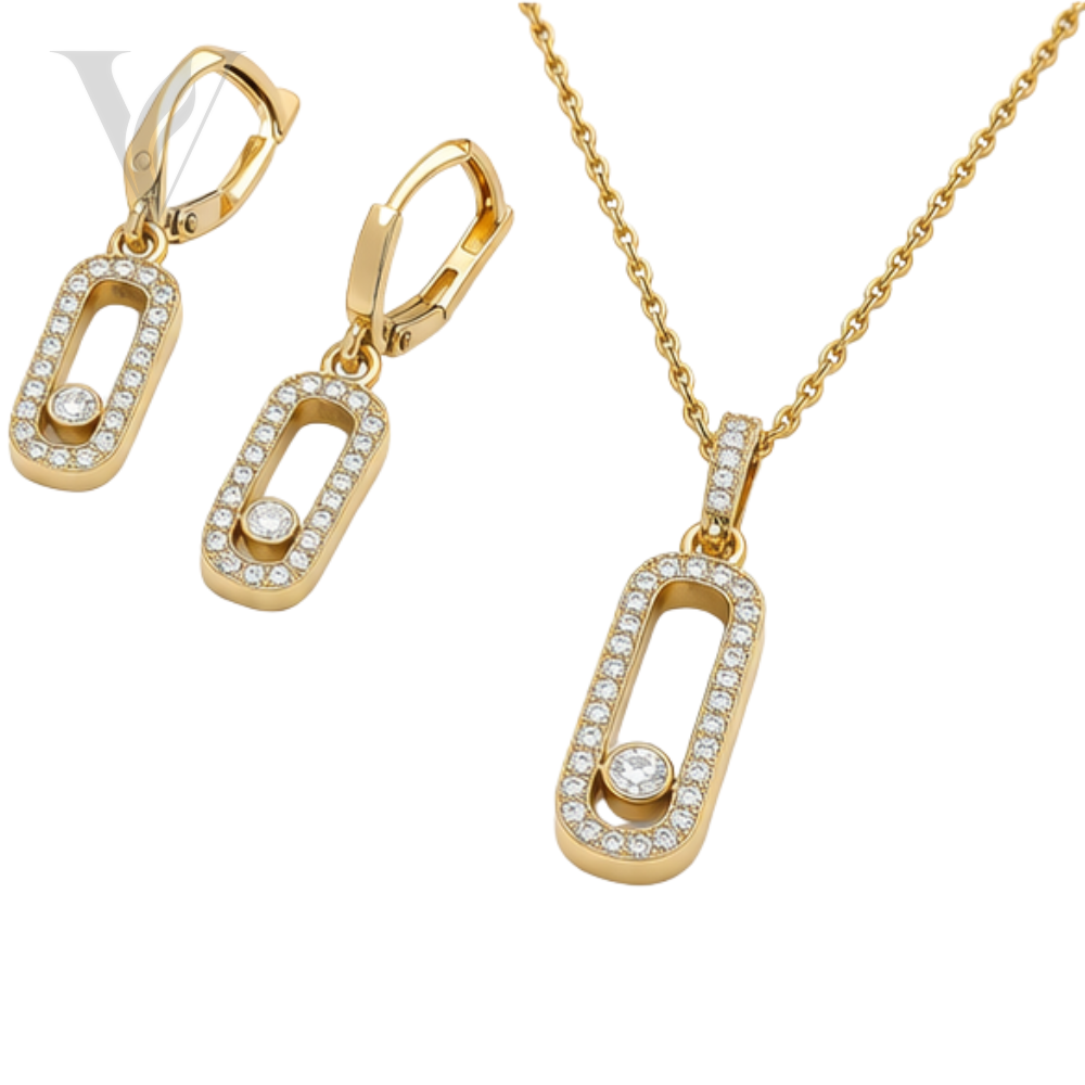 Messika Long Station Necklace Earrings Set - Diamond Detail – View 3