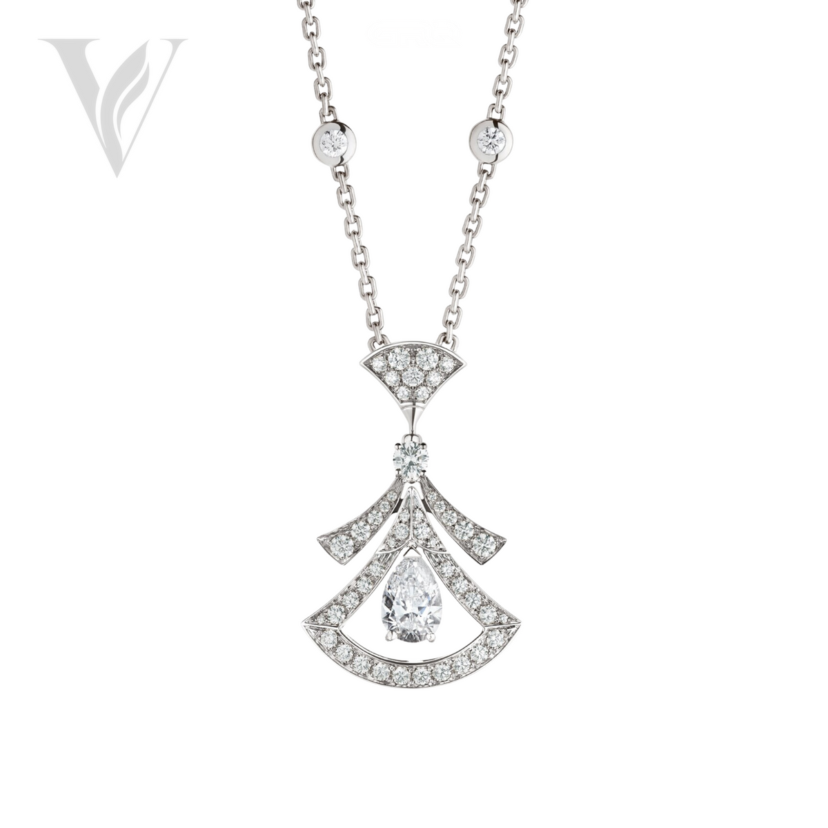 Bvlgari 18K Divas Dream Necklace - White Gold, Diamond Detail