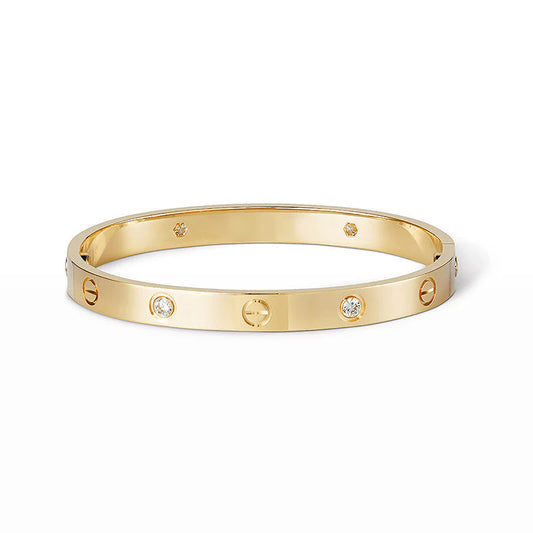 Slim Love Bracelet 3.65mm 6 Diamond-Style – Gold | Size 16