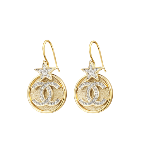 Elevated Cc Logo Star Pendant Necklace Earrings Set