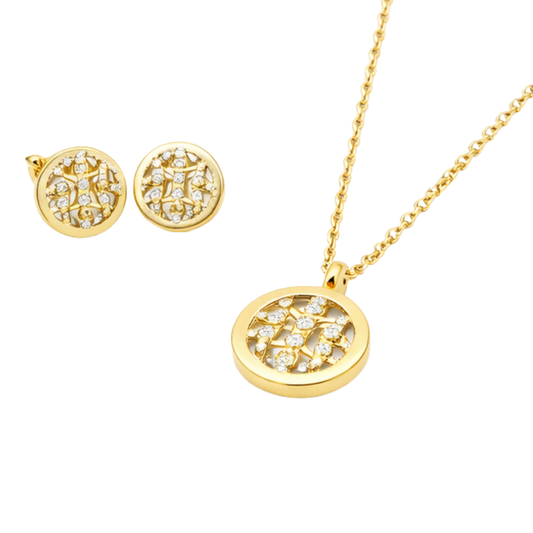 Modern Vintage Inspired Cc Medallion Gold Tone Resin