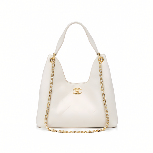 Minimal-Luxe 25 Medium Hobo Light Beige Quilted Caviar Bag