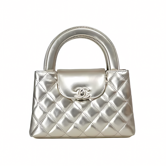 Sharp Structured Top-Handle Si Er Mirrored Calfskin Bag