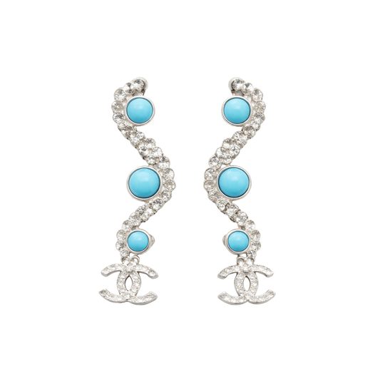 Timeless Turquoise Crystal Cclogo Drop Earrings