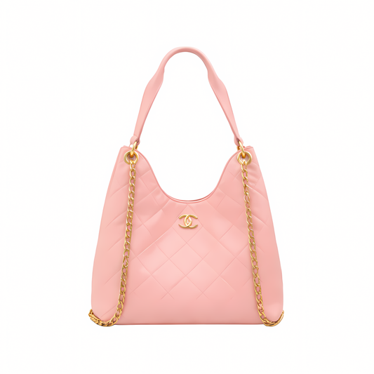 Sharp Hobo Handbag Light Pink Shiny Lambskin