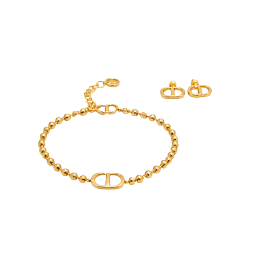 Refined Cd Beaded Bracelet Chain Gold