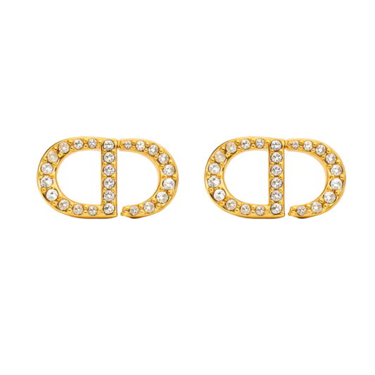 Dressy Cd Crystal Stud Earring Gold