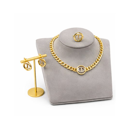 Sophisticated Cd Necklace Gold Finish Metal - view 2