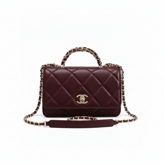 Sharp Mini Top Handle Shoulder Leather Bag