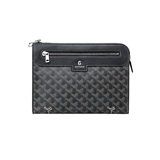 Statement Pouch Flat Black Leather Bag