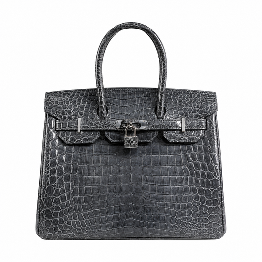 Sophisticated Structured Carryall 25 Black Matte Alligator Bag