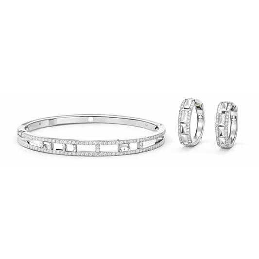 Elegant Layered Pavé Pavé White Full Diamonds - view 2
