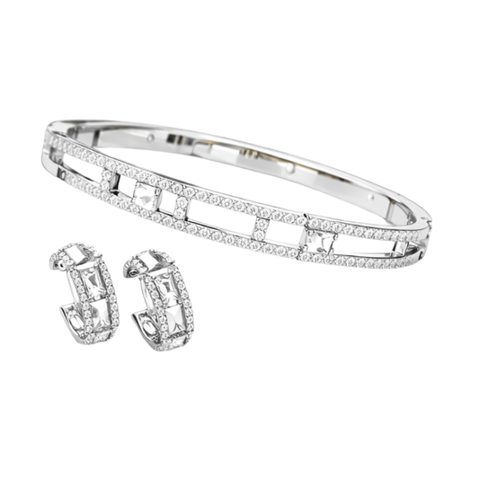 Elegant Layered Pavé Pavé White Full Diamonds