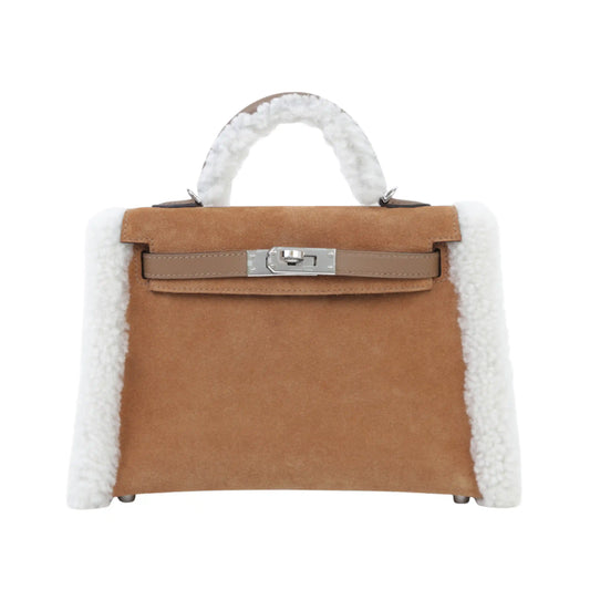 Minimal-Luxe Mini Structured Top-Handle II 20 Teddy Chamois Bag