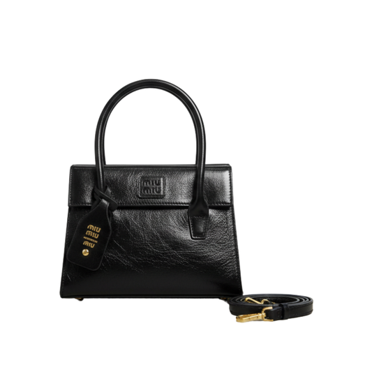 Dressy Miu Miu Solitaire Shiny Leather Black Bag