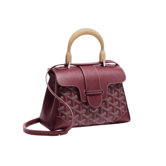 Elegant Structured Mini Souple Burgundy Bag - view 2
