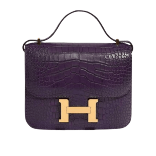Detailed Constance Purple Croc Bag