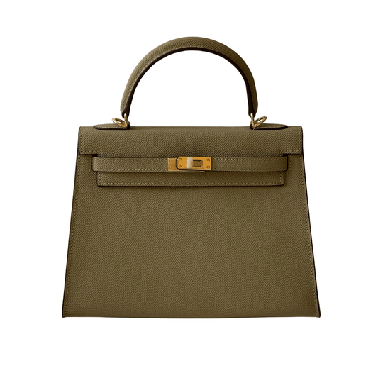 Modern Structured Top-Handle Mini Olive Green Bag
