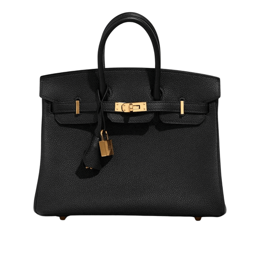 Elegant Structured Carryall 25 Togo Black Bag