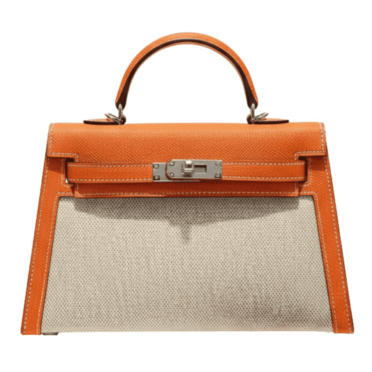 Minimal-Luxe Structured Top-Handle in Orange Leather Bag