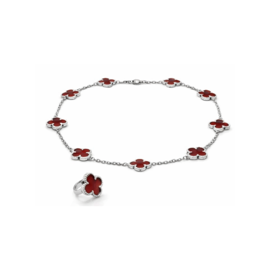 Detailed Clover Motif Red Clover Set