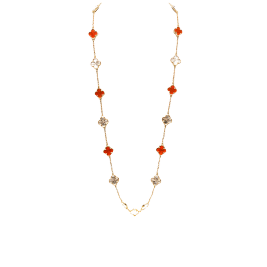 Statement Red Clover Necklace Earring Bracelet