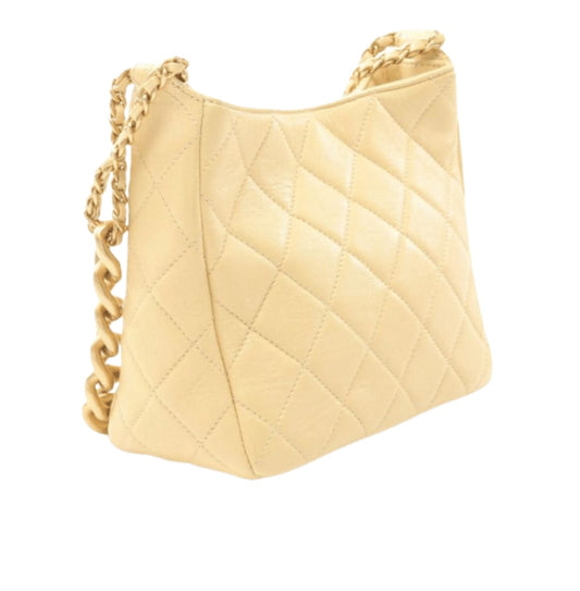 Timeless Small Matelasse Hobo Light Yellow Lambskin Bag - view 2