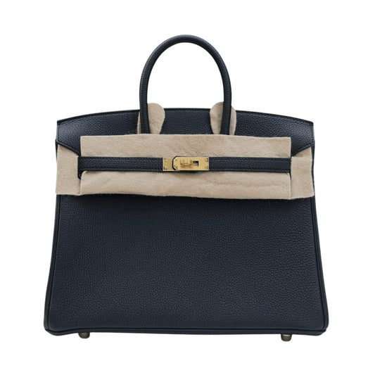 Elegant Structured Carryall 25 Noir Togo Bag