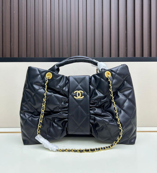 Clean-Finish Bow Black Lambskin Bag - view 2