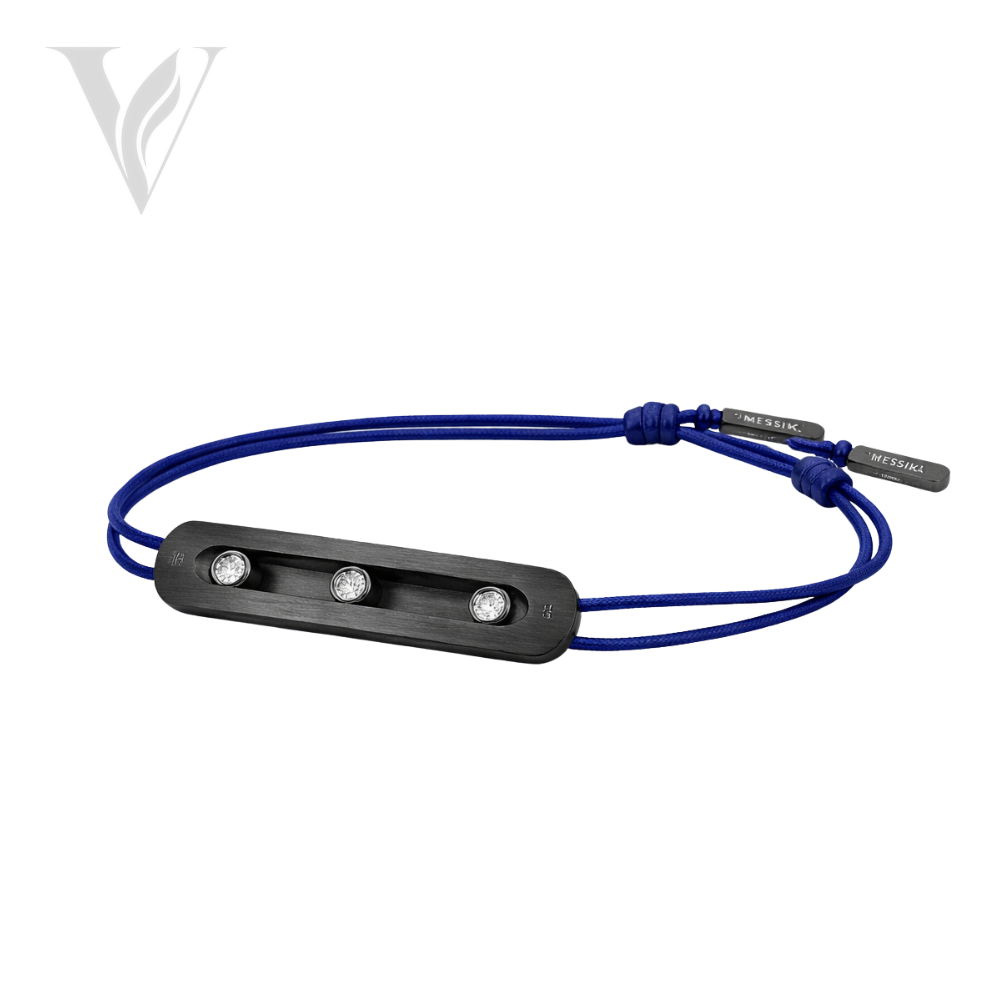 Messika Titanium Cord Bracelet Natural Titanium - Diamond Detail – View 3
