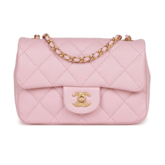 Timeless Mini Rectangular Fl Pink Lambskin Bag