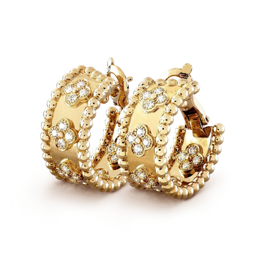 Perlée Diamond-Style Earrings – Gold