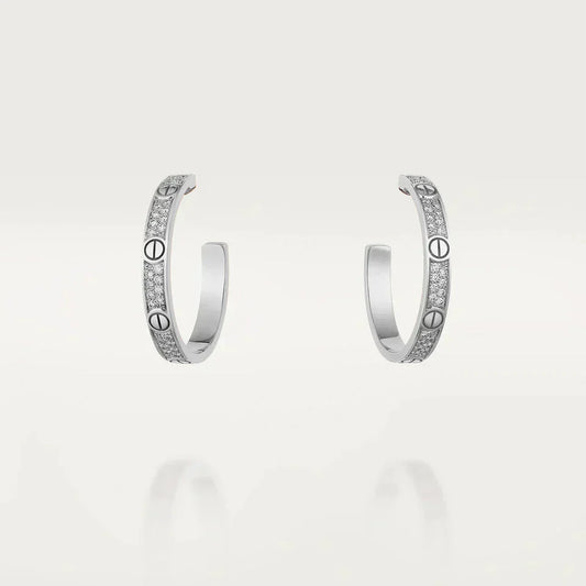 Love Diamond Silver Hoop Earrings