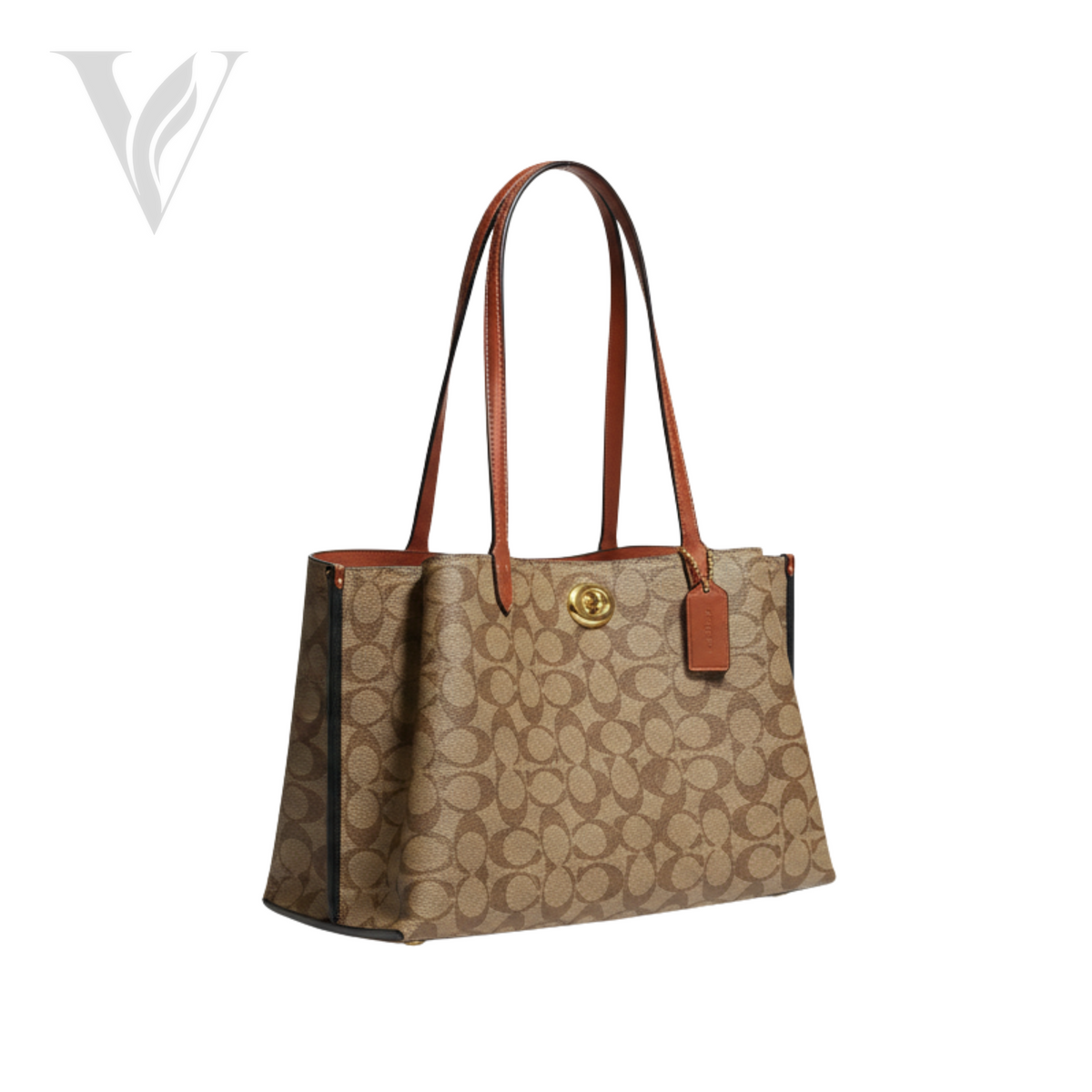 Coach Willow Tote Signature Canvas Tan Rust
