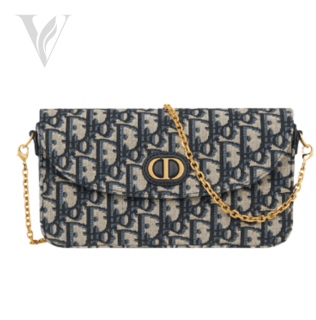 Dior 30 Montaigne East West Chain Bag - Blue Dior Oblique Jacquard Canvas