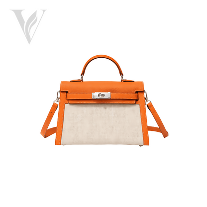 Hermès Kelly Ii Sellier 28 Toile H Toupe Bag - Orange