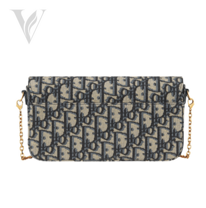 Dior 30 Montaigne East West Chain Bag - Blue Dior Oblique Jacquard Canvas – View 2