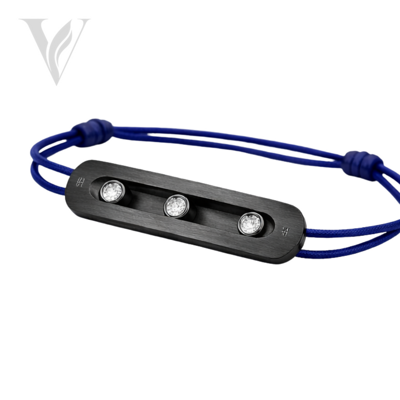 Messika Titanium Cord Bracelet Natural Titanium - Diamond Detail – View 2