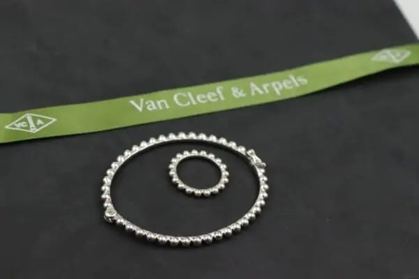 Detailed Beaded Edge Beads Si Er Bracelet and Ring Set - view 5