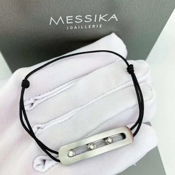 Polished Titanium Cord Bracelet Natural Titanium Diamonds - view 7