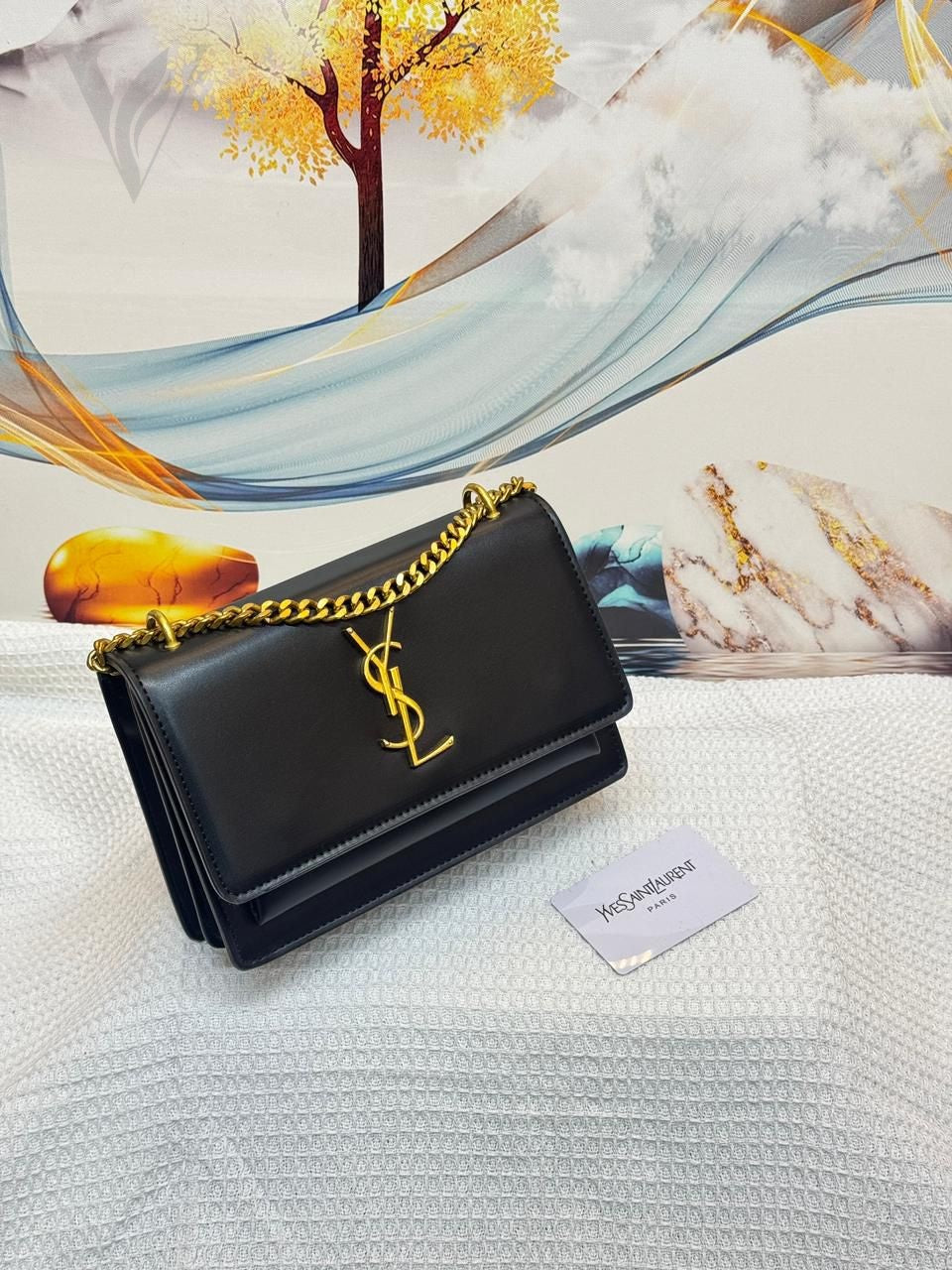 YSL Sunset Medium Bag - Black, Gold – View 4