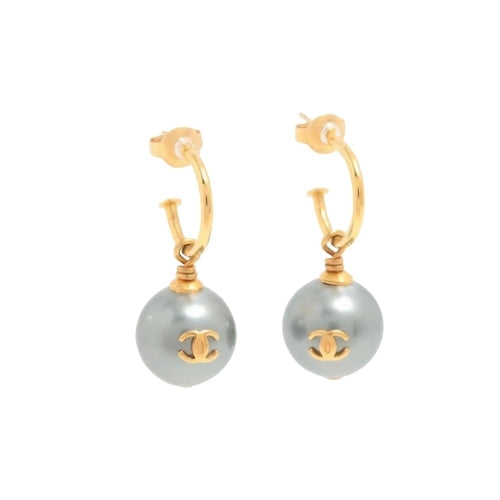 Elegant Si Er Gold Pearls Glass Balls Earrings