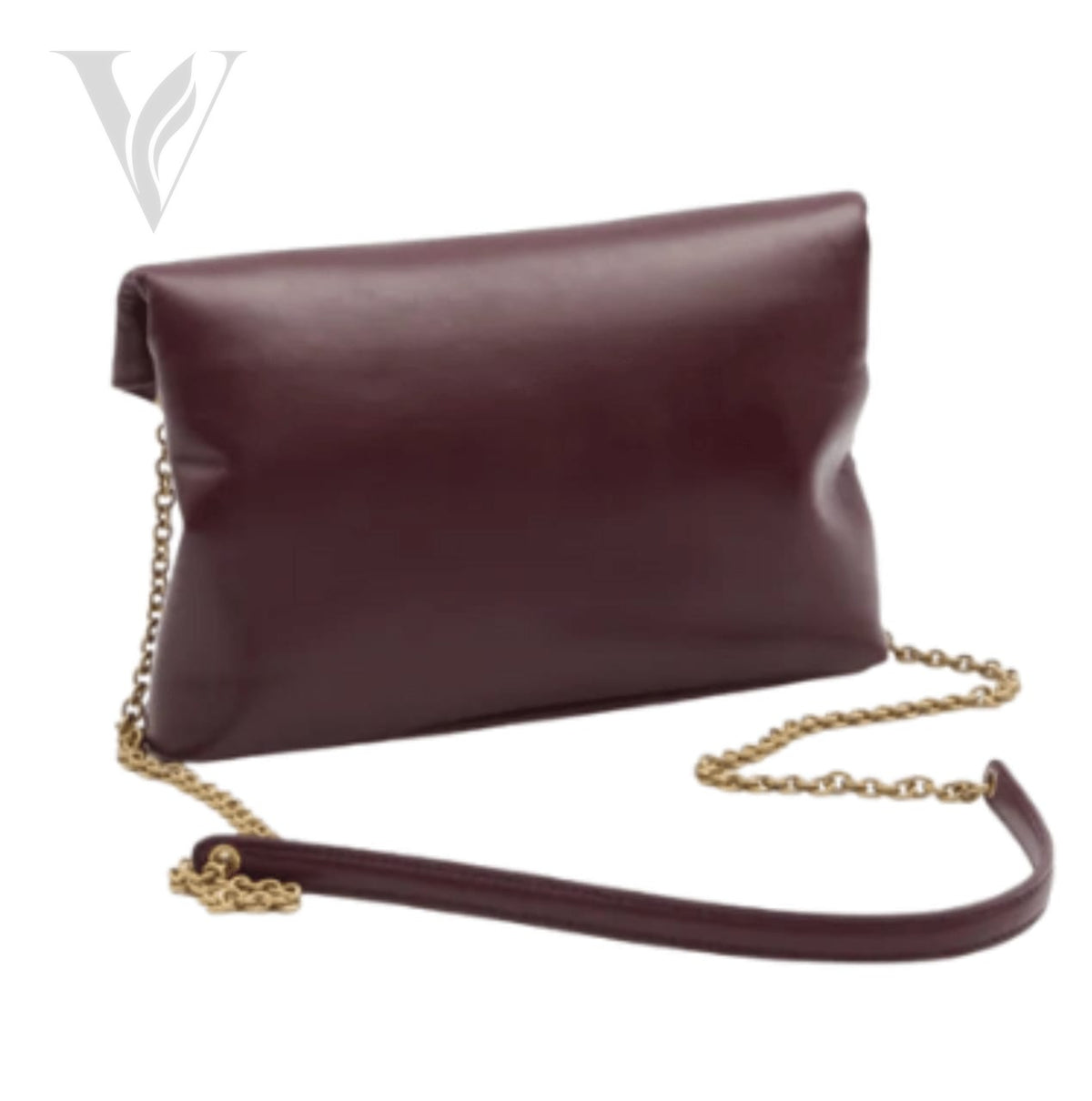Saint Laurent Cassandre Flap Chain Shoulder Bag - Dark Ruby Calfskin Leather – View 2