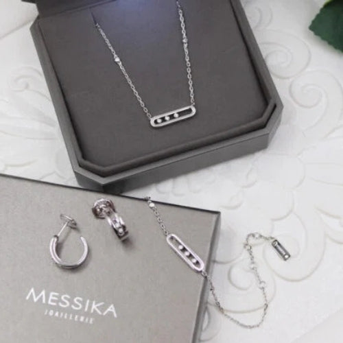 Dressy Floating Stone Multi Motif Set White Gold Diamonds - view 4