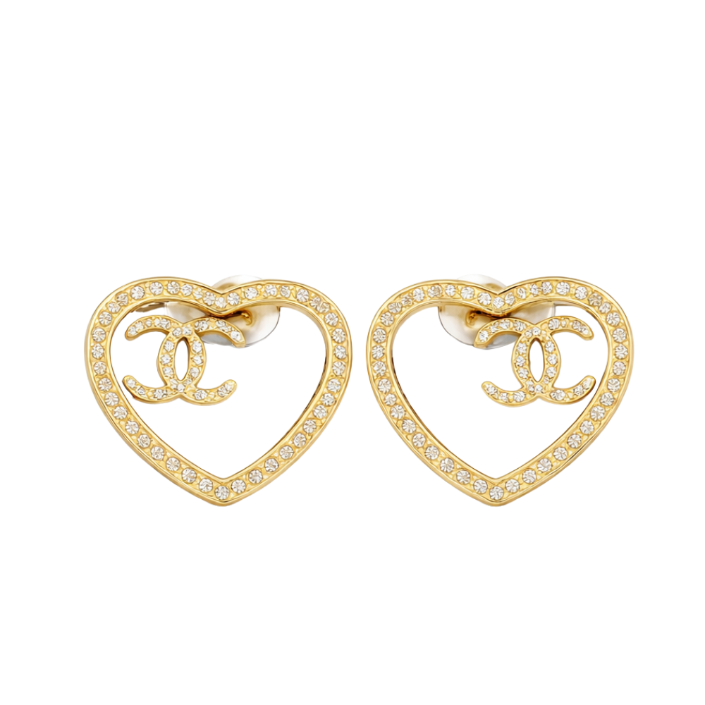 Everyday-Luxe Crystal Strass Cc Heart Hoop Earrings