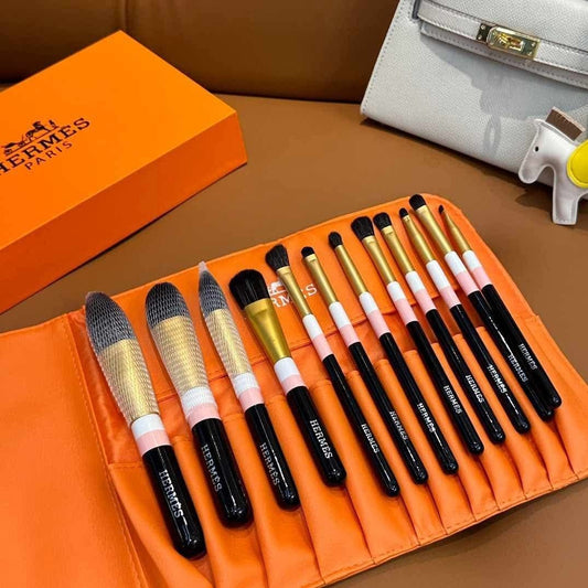 Hermès Black Makeup Brush Set with Storage Case