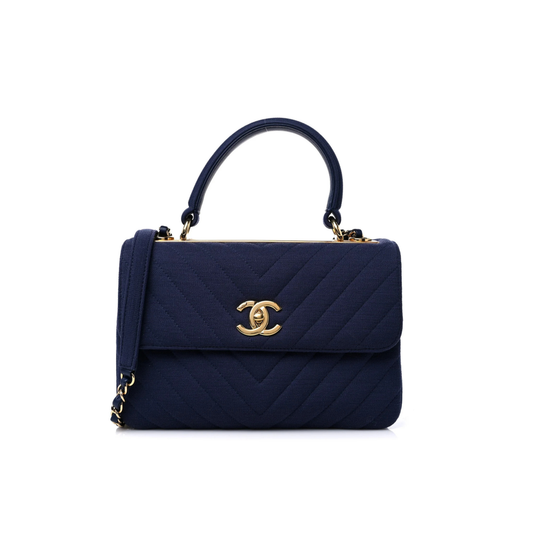 Sophisticated Cc Dual Handle Fl Navy Blue Bag
