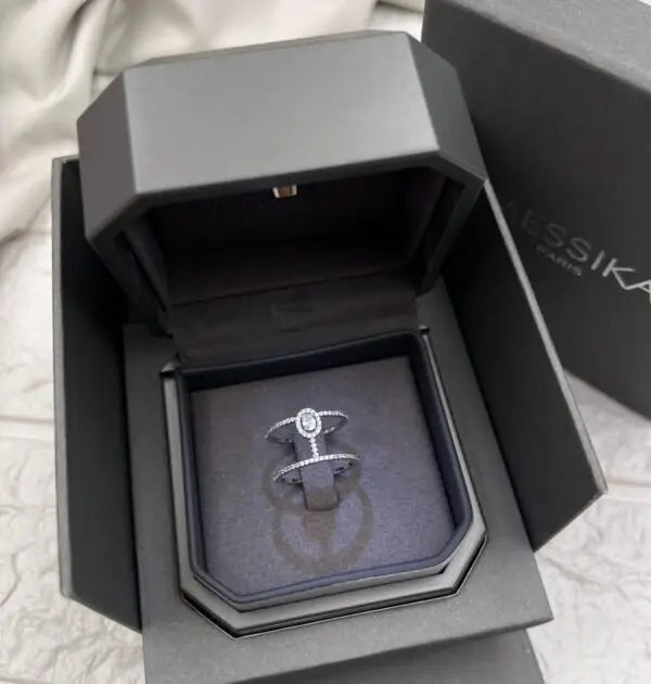 Elevated Twin Stone Toi Open Ring Yellow Gold Diamonds - view 7