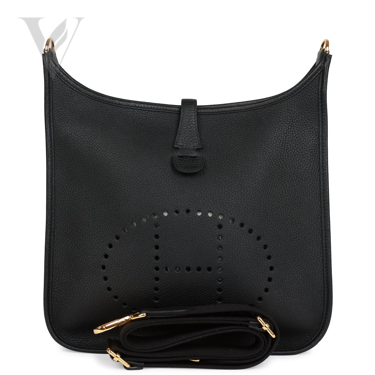 Hermès Evelyne PM Bag - Gold Hardware, Black, Clemence